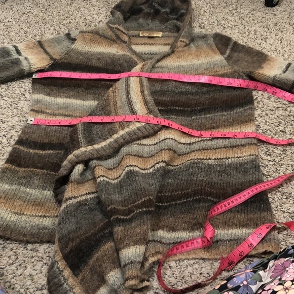 MICHAEL Michael Kors Cardigan Sweater Size Medium Gray Brown Striped Hoodie - Picture 8 of 10